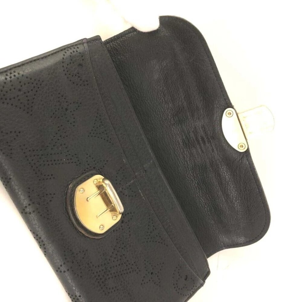979236BX (L3) Authentic Louis Vuitton Wallet Long Black Monogram Mahina Luxury V - Picture 5 of 9